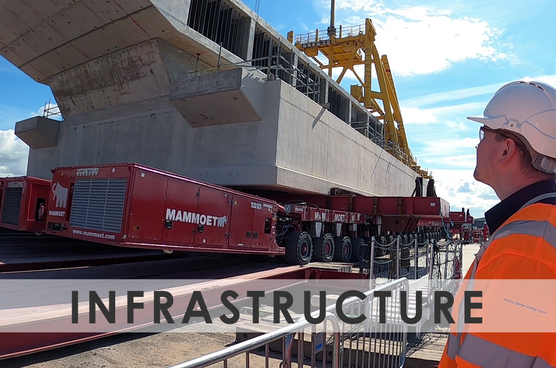 Large concrete infrastructure at Avonmouth Docks ready for transport